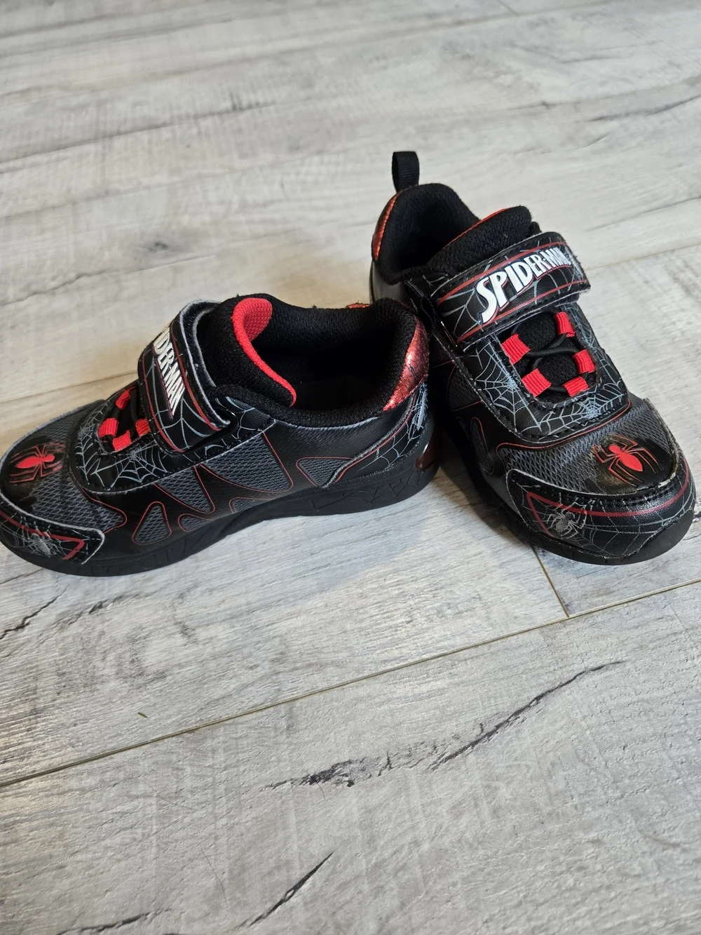 Marvel Spider-Man Light Up Black and Red Kids Velcro Sneakers